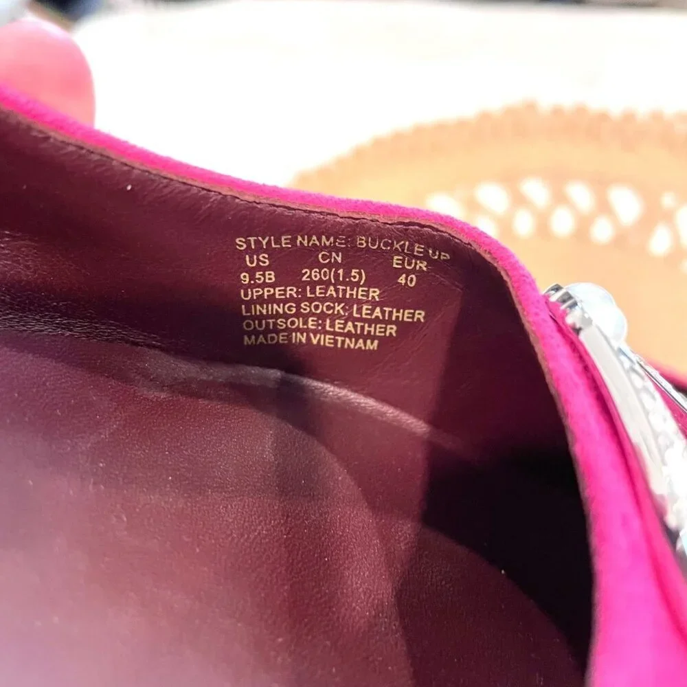 Kate Spade Buckle Up Pink Suede Flats Size 9.5
